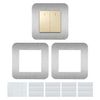 JINTANG 3 Pcs Light Switch Surrounds, Single & Double Switch Covers, Sticker Socket Plate Decoration (Silvery)