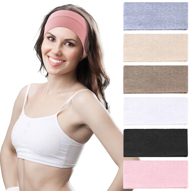 6 Stück Haarband Damen Stirnbänder Damen Yoga Headbands Elastische Breite Haarband Weiche Boho Stirnband Sport Yoga Exercise Gym Mode Haarschmuck