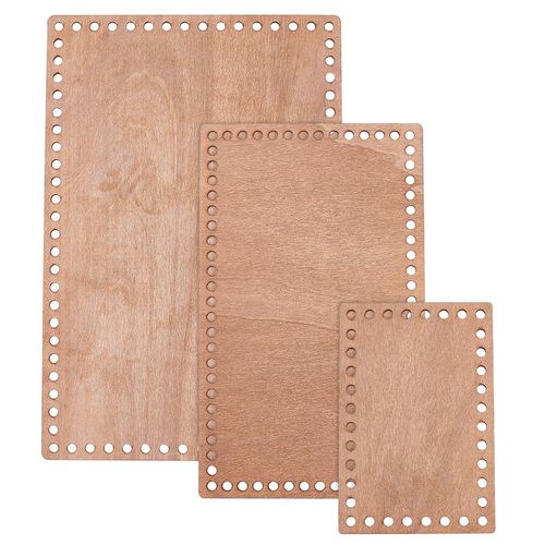 PH PandaHall 3 Sizes Wooden Basket Bases, Rectangular Blank Crochet Bag Bottom Crochet Bottom Accessory for DIY Basket Craft Weaving for Knitters Crocheters Beginners, Length 5.9/9.8/11.8 inch