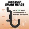 HUHOLE Pegboard Plastic Hooks, Designed for 1/4" Metal Pegboard Panel, Black, 200PC
