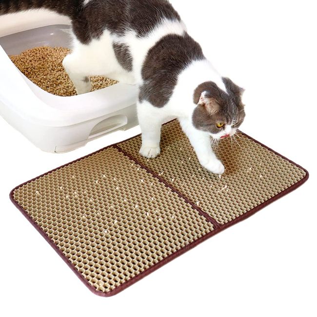 Eyedia Cat Mat, Cat Sand Mat, Cat Toilet Mat, Cat Sand Removing Mat, Cat Sand Splashing Prevention Mat, 23.6 x 15.4 inches (60 x 39 cm), Washable, Anti-Slip, Waterproof, Easy to Clean, Double Layer