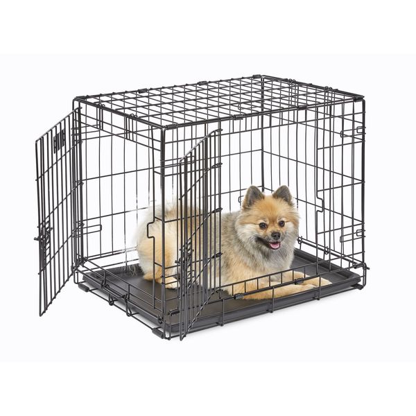 Pet cage, dual door iCrate metal dog food box, including leak proof tray, 24 "