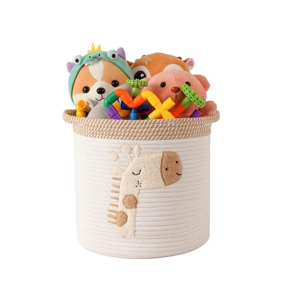 Aufbewahrungskorb Wickeltisch Korb Kinderzimmer Aufbewahrung Körbe mit Griffen, Aufbewahrungskorb für Babys Kinder Spielzeugkorb Geschenke für Regale Badezimmer Bad Wickeltisch Organizer (Giraffe)
