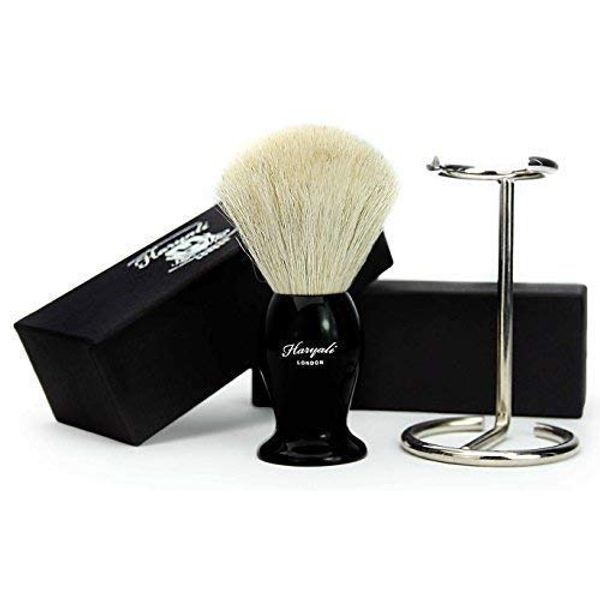 White Badger Hair Shaving Brush Comes with Brush Stand and Designer Box. Perfect for Everyday Shave for Men's