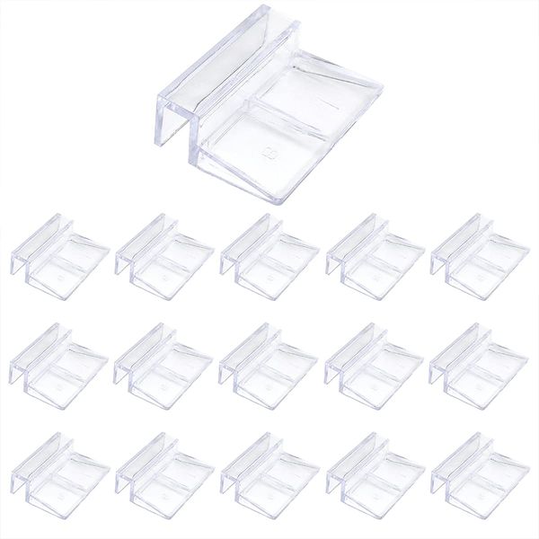 LEEFONE 16 PCS 8mm Acrylic Aquarium Cover Clip, Clear Fish Tank Glass Cover Clip Support Holder Universal Lid Clips for Rimless Aquariums