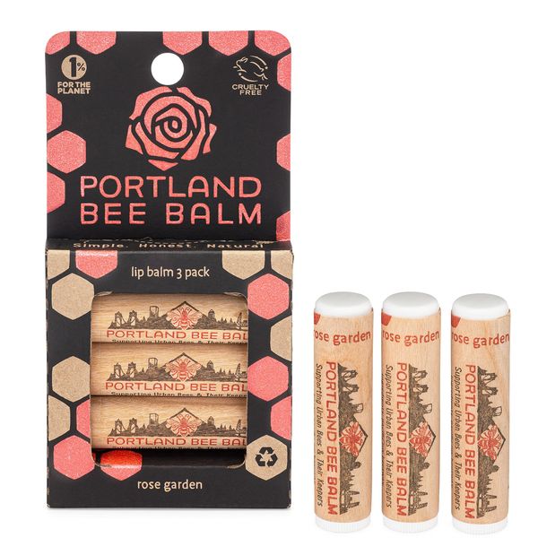 Portland Bee Balm Chapstick, Rose Garden 3 Pack