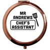 Flox Creative Rose Gold Circle Compact Mirror Personalised Mr Chefs Assistant