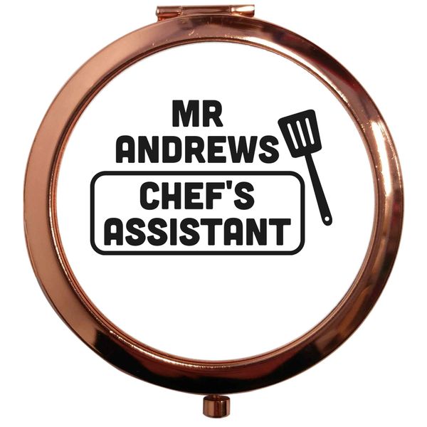 Flox Creative Rose Gold Circle Compact Mirror Personalised Mr Chefs Assistant