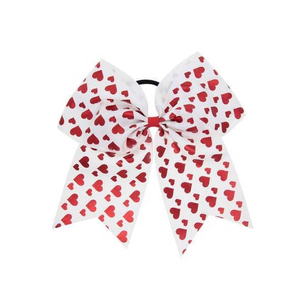 Valentine Jumbo Bow Cheer Girls Valentine Hair Ring Tie Valentine's Day Cheerleading Bow JHV25 (C1-White)