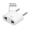 Volteck Flat Bar to Round Adapter, White, Barrel Jack