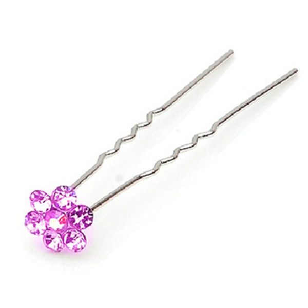 LondonProm Pink Flower pins Diamante Stone Hair PINS Diamante Crystal Bridal Hair (Pink)