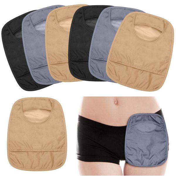 6 Pcs Ostomy Bag Covers Waterproof Ostomy Shower Cover Stretchy Lightweight Colostomy Bags with Opening for Ileostomy Care (Black, Gray, Nude)