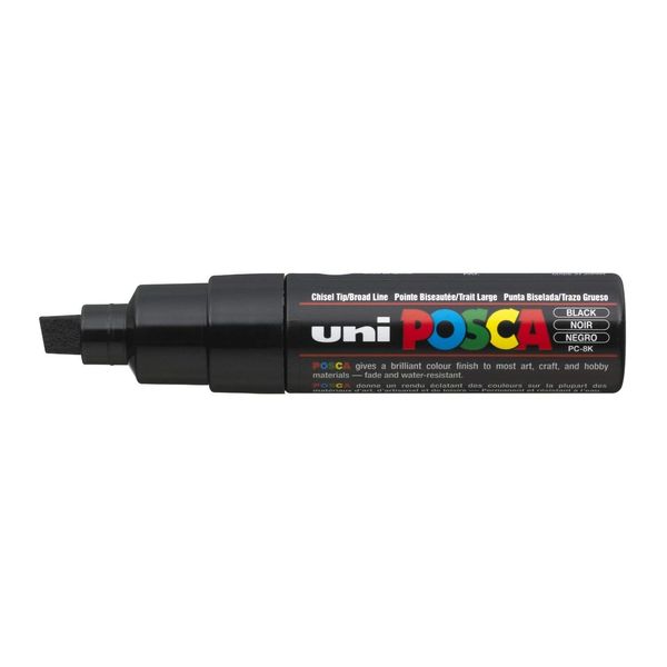 Posca UNI PC-8K CHISEL TIP MARKER PEN- BLACK (BOX OF 6)