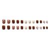 24PCS Coffee Color Nails Milk Cow Print Nail Tips For Taking Photos, Weddings, Coming-of-Age Ceremonies, Parties, After-Parties, False Nails, Fake Nails