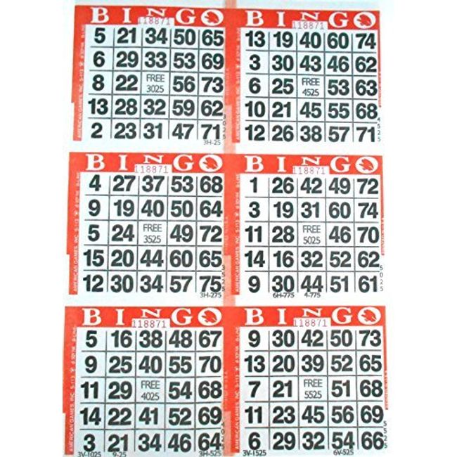 American Games 6 on Orange Bingo Paper Cards - 500 Sheets - 3000 Cards