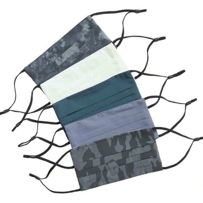 NWT $30 Athleta 5 Pack Cloth Pleated Face Masks Camo And Solid Colors