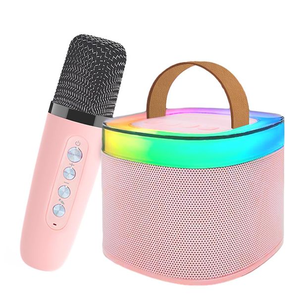 Uluck Mini Karaoke Machine for Kids & Adults,Double Portable Bluetooth Speaker with 1 Wireless Karaoke Microphone,Music Toys Christmas Birthday Gifts for Kids & Adults (Pink-2)