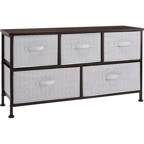 Extra Wide Fabric 5-Drawer Storage Organizer Unit for Closet, Bronze