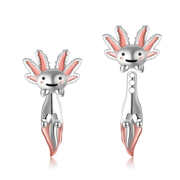 DAYLINLOVE Axolotl Earrings 925 Sterling Silver Axolotl Stud Earrings Cute Salamander Earrings Animal Jewelry Gifts For Women Axolotl Lovers