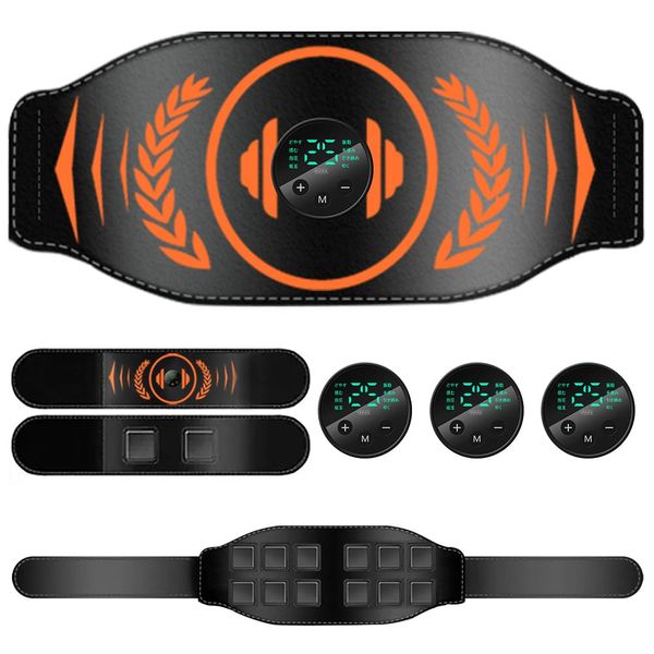 EMS Abdominal Belt, 3 Controllers, 4-Piece Set, 8 Modes, 12 Conductive Fabric, 25 Levels of Strength, Arm Belt, Abdominal Machine, Abdominal Pad, Muscle Training, Abdominal Training Equipment, Muscle