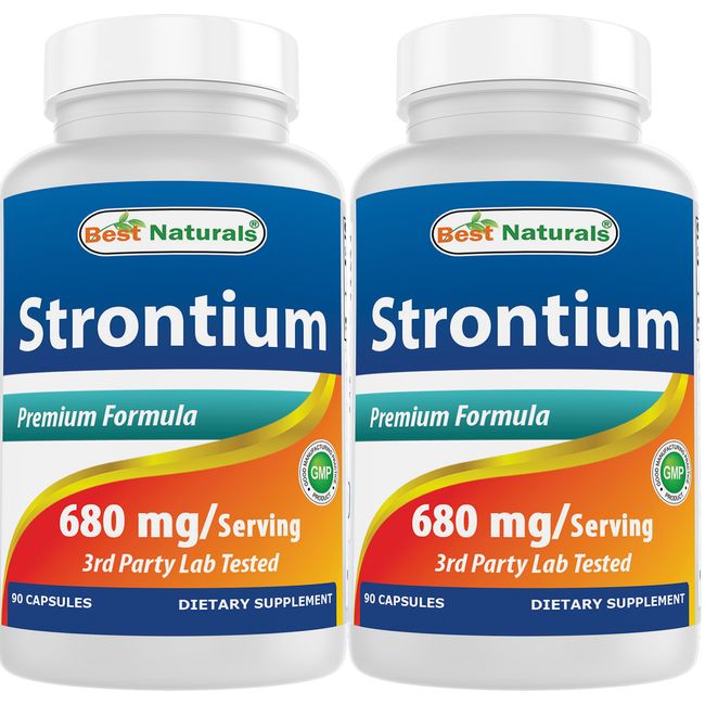 2 Pack Best Naturals Strontium 680mg/Serving 90 Capsules