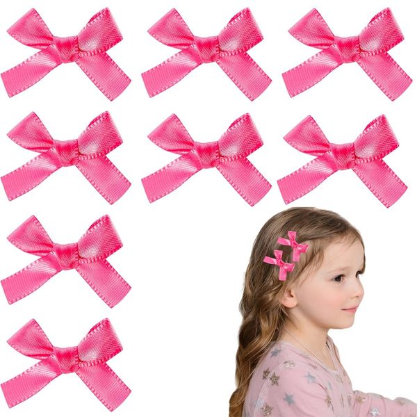 8x Rosa Schleife Haarspangen - Klein & edel: Bow Hair Clips für Frauen und Mädchen - perfekte Haarklammer als attraktiver Haarschmuck in zartem Pink!