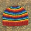 LOUDelephant Hand Knitted Wool Beanie Hat - Stripe Dark Rainbow