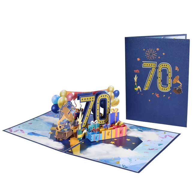 Magic Ants 70th Anniversary Pop Up Card, 70th Anniversary Wedding Anniversary Card, 3D Greeting Card, 70th Birthday Card, Congratulations Card