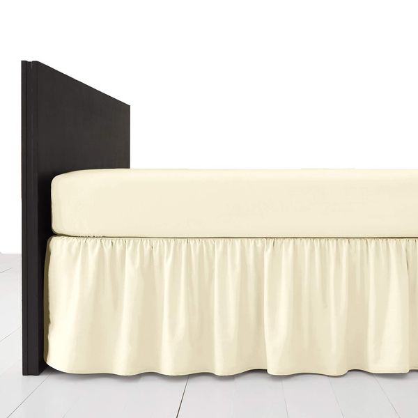 AmigoZone Plain Pollycotton Frilled Bed Base Valance Sheet (Cream, Single)