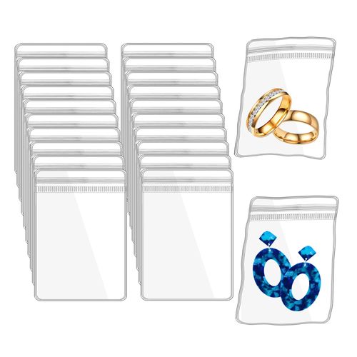 LingLingo Jewelry Pouch Clear Self Seal Plastic Zipper Bags for Earrings Rings Packing Storage Transparent PVC Lock Pouches, Pack of 80