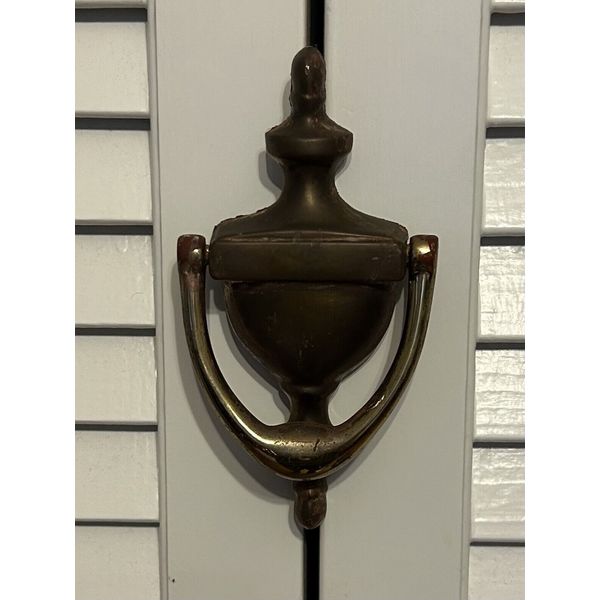 Vintage MCM Solid Brass Door Knocker 6” With Screws Colonial Hollywood Regency