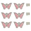 Butterfly Cupboard Knobs,6 pcs Hand-Painted Butterfly Cabinet Knobs Drawer Pull Handle for Decorative Drawers, Wardrobes, Cabinets (Pink)