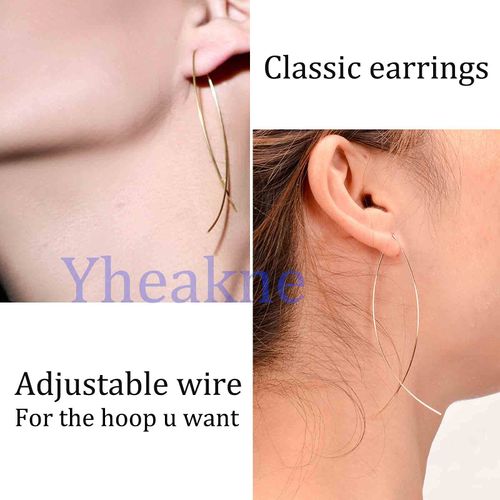 Yheakne Boho Thin Arch Hoop Earrings Gold Threader Wire Earrings Open Hoop Earrings Minimal Everyday Earrings Jewelry for Women and Girls