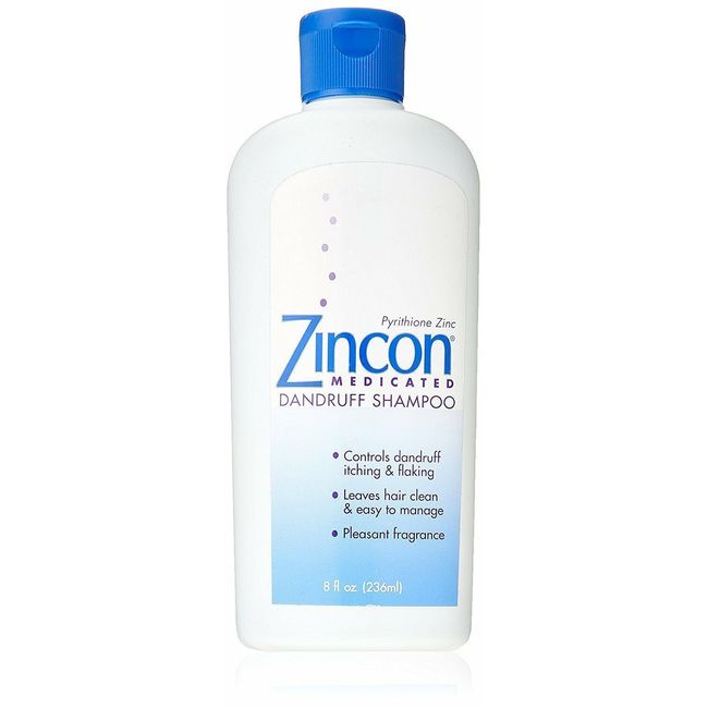 Zincon Pyrithione Zinc Medicated Dandruff Shampoo Pleasant Fragrance 8 Ounces