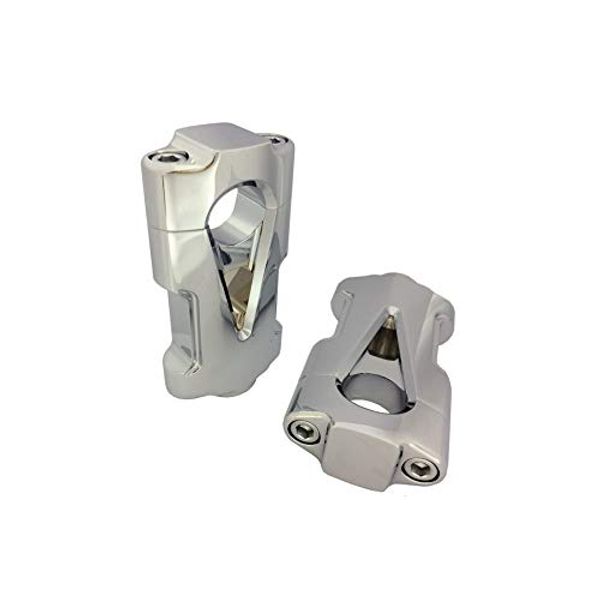 V-Tech Chrome Flat Handlebar Riser Set with Contrast Cut