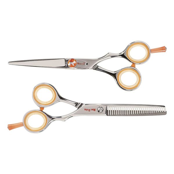 Cricket Centrix Roc-It Dog Professional Stylist 5.75” Hair Cutting Shear and 30T Thinning Scissor Duo Set