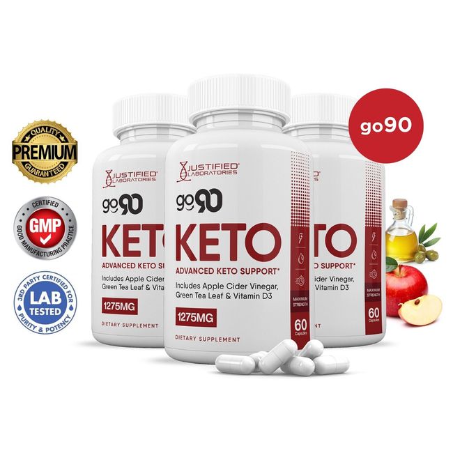 Go 90 Keto ACV Pills 1275 MG Stronger Than Gummies Keto Support 3 Bottles