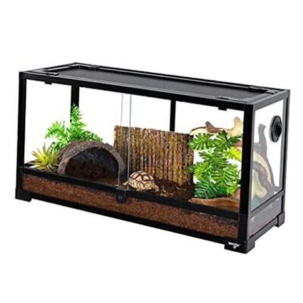 Large Reptile Tank 25 Gallon, 360°Full Vision Glass Reptile Terrarium with Top