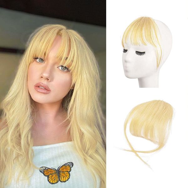 BARSDAR Clip in Pony Echthaar 100% Remy Echthaar Tempel Bangs One Piece Pony Haarteil Echthaar Haarteil Pony Clip Fringe Clip in human hair Verlängerung für Frauen Strandgold