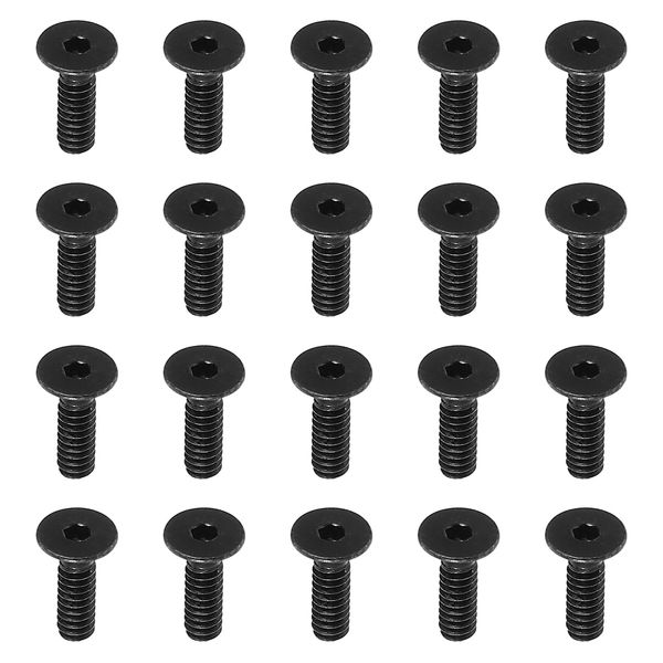 PATIKIL #4-40 x 3/8 Inch Flat Head Socket Cap Screws, 20 Pack Flat Countersunk Bolts Hex Socket Drive Machine Screws Full Thread Coarse Thread UNC Black Oxide Grade 10.9