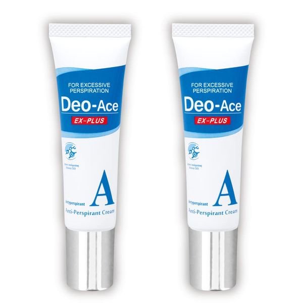 Deo-Ace EX Plus Medicated Deodorant A Cream, 1.1 oz (30 g), Set of 2, Antiperspirant, Sweat Cream, Armpit Sweat, Hand Sweat, Foot Odor, Quasi-Drug