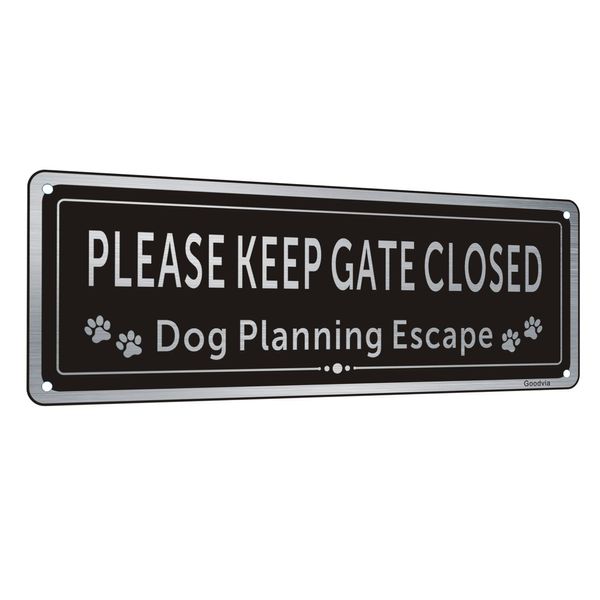 Please Keep Gate Closed Sign Guard Dogs Warning Sign Aluminum Brushed UV Resistant Waterproof Durable and Fade Resistant Pack of 1