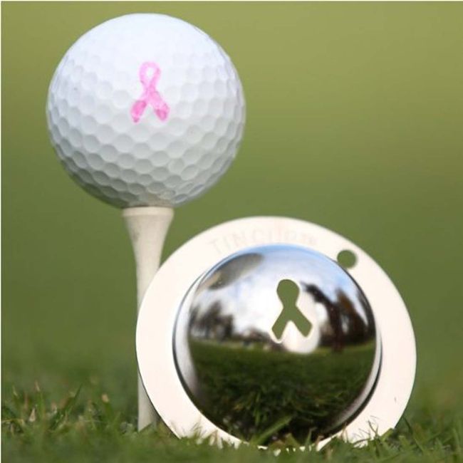 Tin Cup Breast Cancer Awareness Golf Ball Marking Stencil, Steel