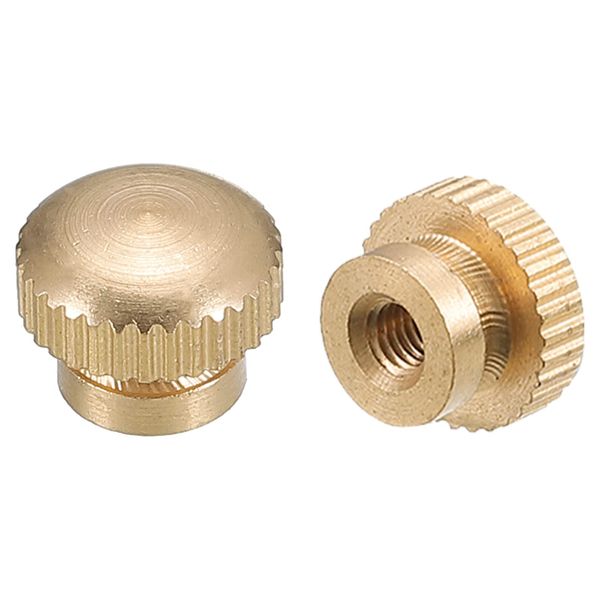 sourcing map Knurled Thumb Nuts, 10pcs M3 x D10mm x H8mm Brass Knurled Nut with Collar High Head Blind Hole Knurled Thumb Nuts for 3D Printer Parts