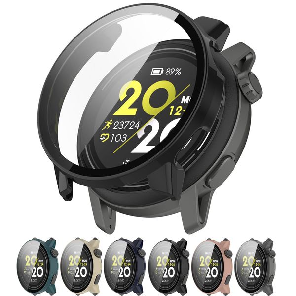 AWADUO Smartwatch Full Coverage PC Protective Case Cover With Tempered Glass Screen Protector Compatible with Coros Pace 3, Soft And Durable(Black)