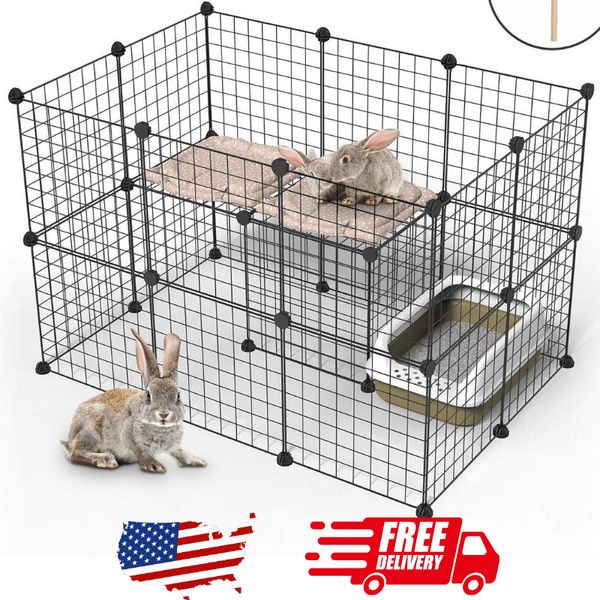 Metal Pet Playpen Dog Kennel Pets Fence Exercise Cage 24pcs (And 8pcs For Free)