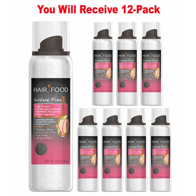 12x Clairol Hair Food Dry Shampoo Sulfate-Free Paraben-Free White Nectarine Pear