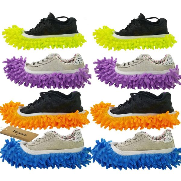 M-jump 8 PCS 4 Pairs Duster Mop Slippers Shoes Cover, Multi Function Chenille Fibre Washable Dust Mop Slippers Floor Cleaning Shoes for Bathroom, Office, Kitchen, House Polishing Cleaning