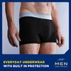 TENA Men - Washable Protective Pants - Soft, Comfy and Secure Boxers for Drips and Dribbles - Invisible Protection, Classic Cut - Light Absorption - Black - Size L - Pack of 1