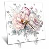 3dRose 6x6 Desk Clock - Blush Pink Flower Illustration Illustrations